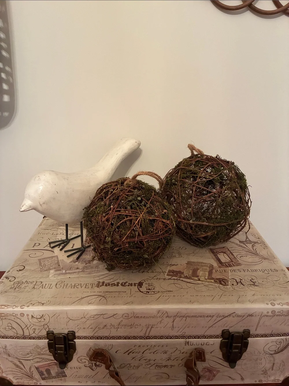 Natural Moss and Twig Decorative Spheres - Green & Brown
